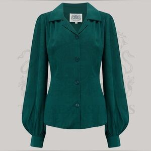Green Vintage-Style Blouse (1940s)